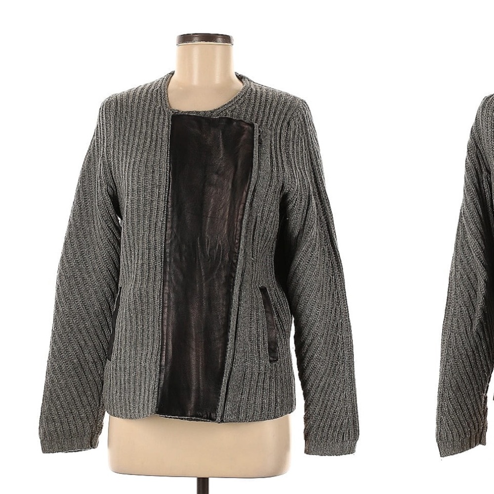 Madewell cardigan size medium leather trim